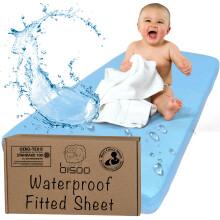 Bisoo Cot Sheets 20x40 in / 50x100 cmFitted Waterproof 2in1 - Fitted
