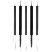 BUTBU 5PCS Nail Art Sculpture Pen, Dual Tipped Silicone Nail Tools, Doubel Ended Dotting Pen Tool, Rhinestone Nails Polish Carving Pen