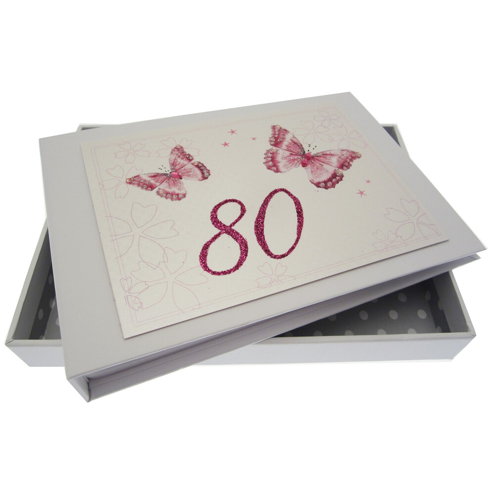 White Cotton Cards 80Th Birthday, Mini Photo Album, Butterflies