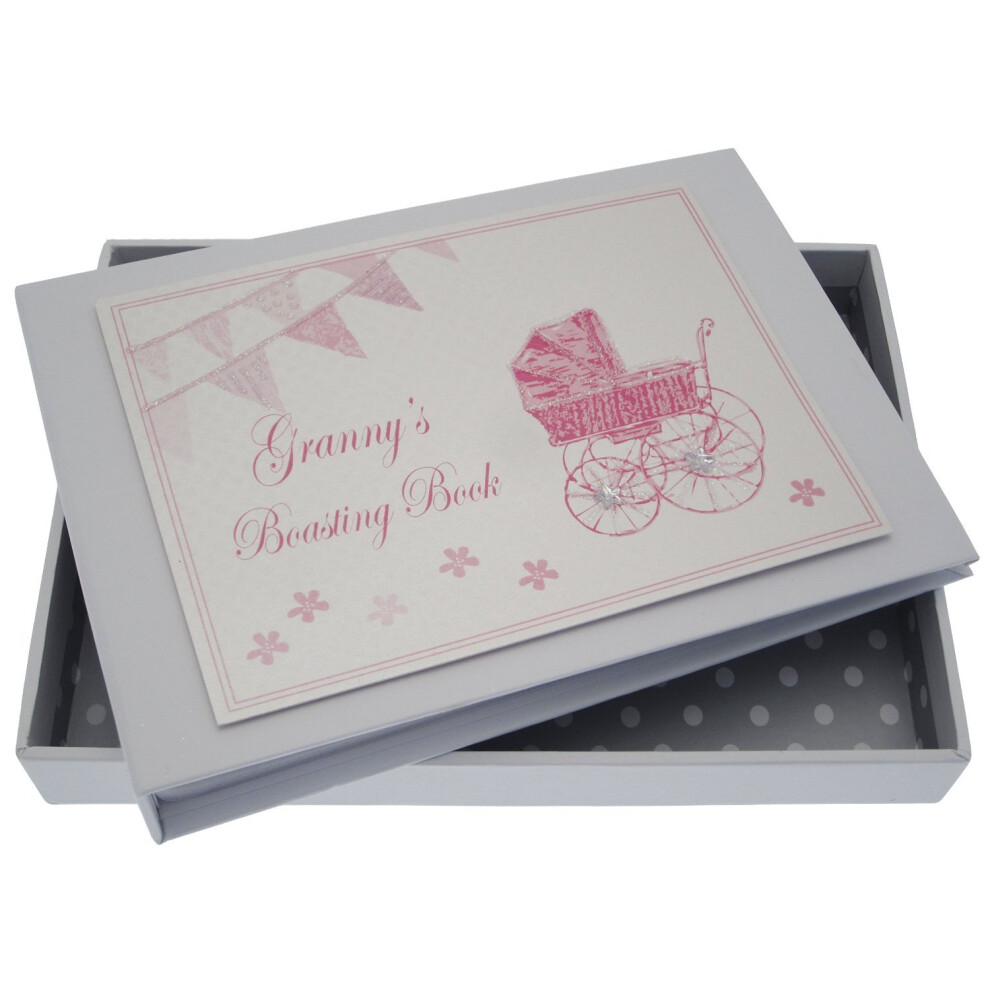 Cotton Cards Granny's Boasting Book Tiny Album ( Pram And Bunting) White/Pink White Cotton Cards