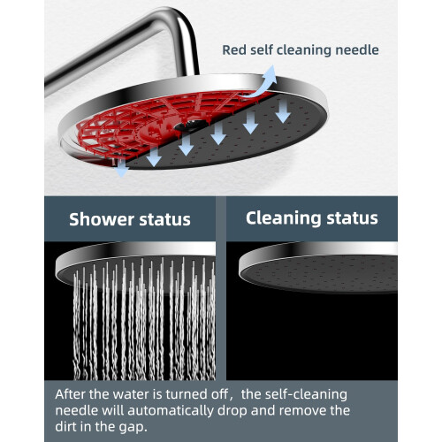 Hibbent Self-Cleaning Rainfall Shower Heads, 10 Inch, Chrome 1