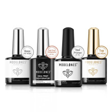 Modelones Nail Dehydrator and Primer with Gel Top & Base Coat Set, Acid Free Acrylic Nail Supplies Primer Glossy Gel Nail Polish Top Coat Starter Kit