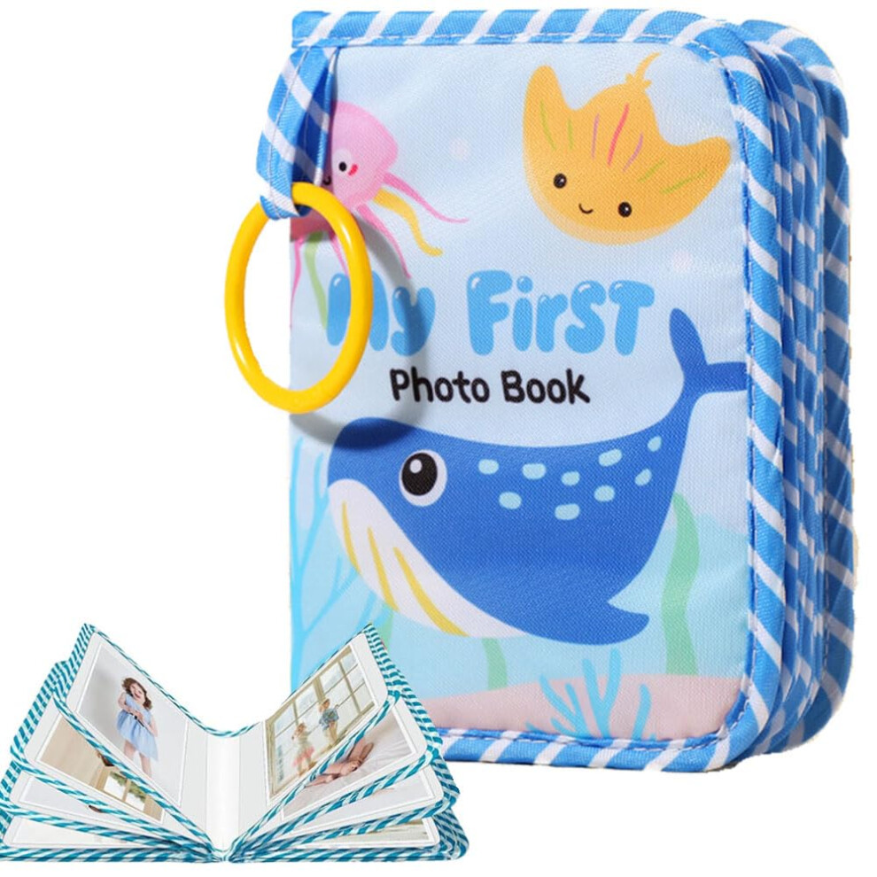 Oaygat Baby's My First Photo Album 17 4X6 Pictures Soft Cloth Photo Album Unisex Kids' Personalized Memory Photos Albums For Family Baby Shower Party