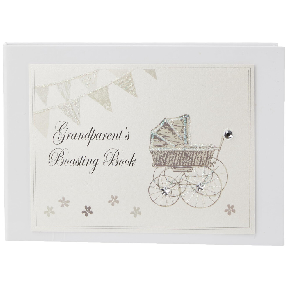 Cotton Cards Grandparent's Boasting Book Tiny Album ( Pram And Bunting) White/Blue White Cotton Cards