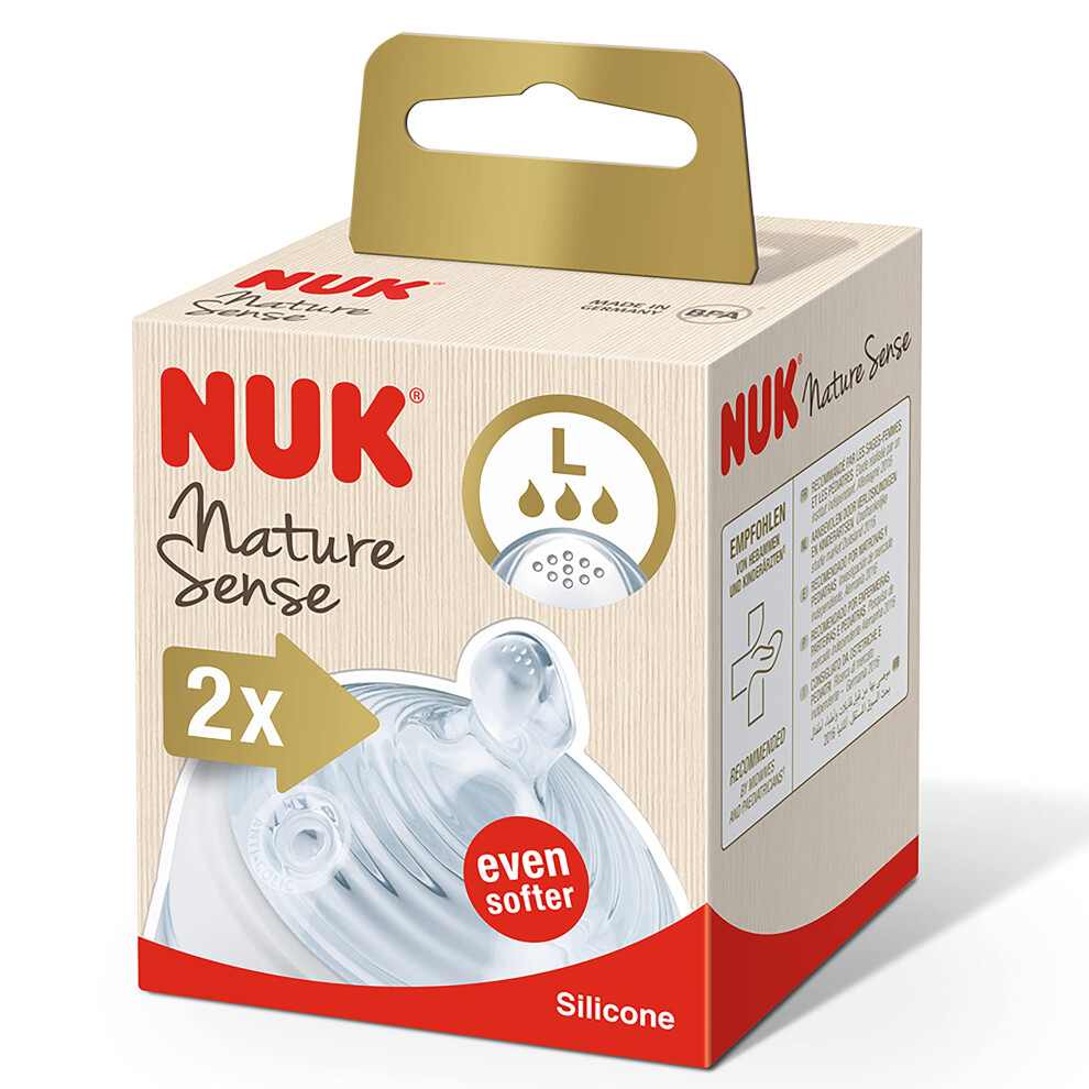 Nuk Nature Sense Silicone Teat, Bpa Transparent, Large, Pack Of 2, Clear