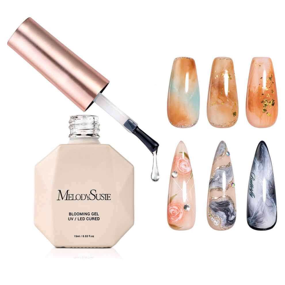 Melodysusie Clear Blooming Gel For Nail Design, Marble Watercolor Uv Gel Nail Polish, Spreading Effect Sheer Painting Gel Nail Art Supplies