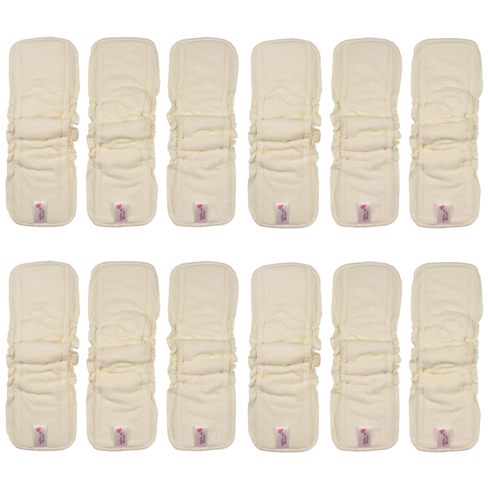 Littles And Bloomz 5 Layers 12 Bamboo Reusable Nappy Insert With Elastic Gussets, 5 Layers Cloth Diaper Booster Liner, Bbc12 Littles & Bloomz