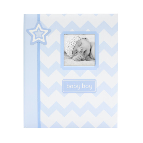 Lil' Peach Chevron Babybook, Blue