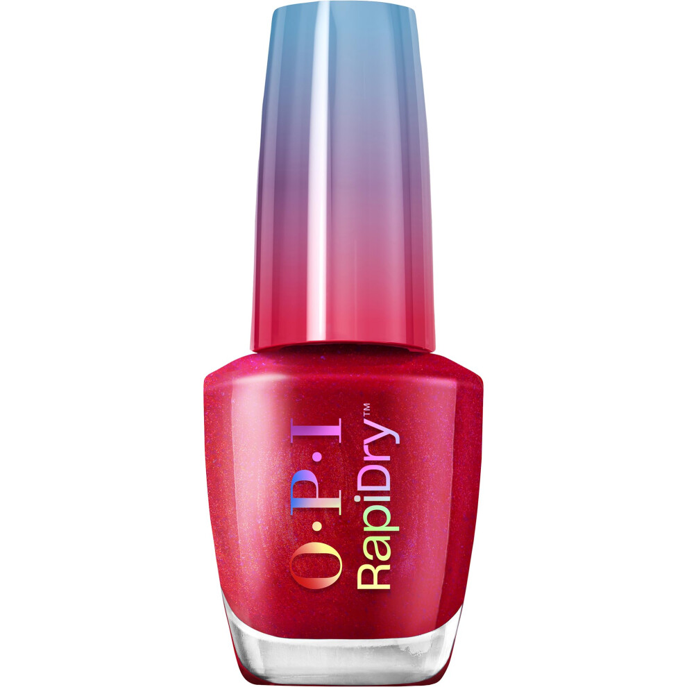 Opi Rapidry Ring The Alarm | Opaque Bright Red Shimmer Quick Dry Nail Polish | Vegan, Smudge Proof, Fast Drying
