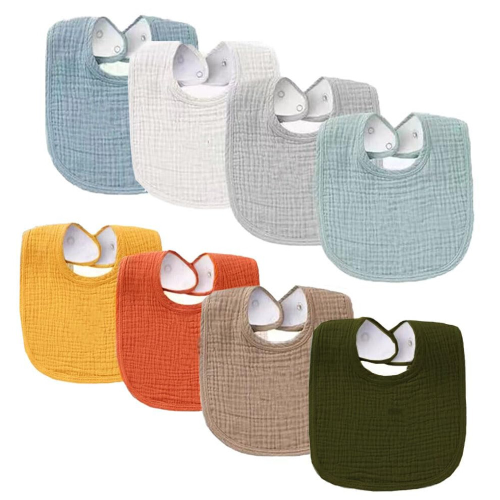 8 Packs Muslin Baby Bandana Dribble Bibs U-Shape Baby Bandana Drool Bibs With Adjustable Snaps Absorbent Newborn Bib Soft Feeding Teething Bib Oaygat