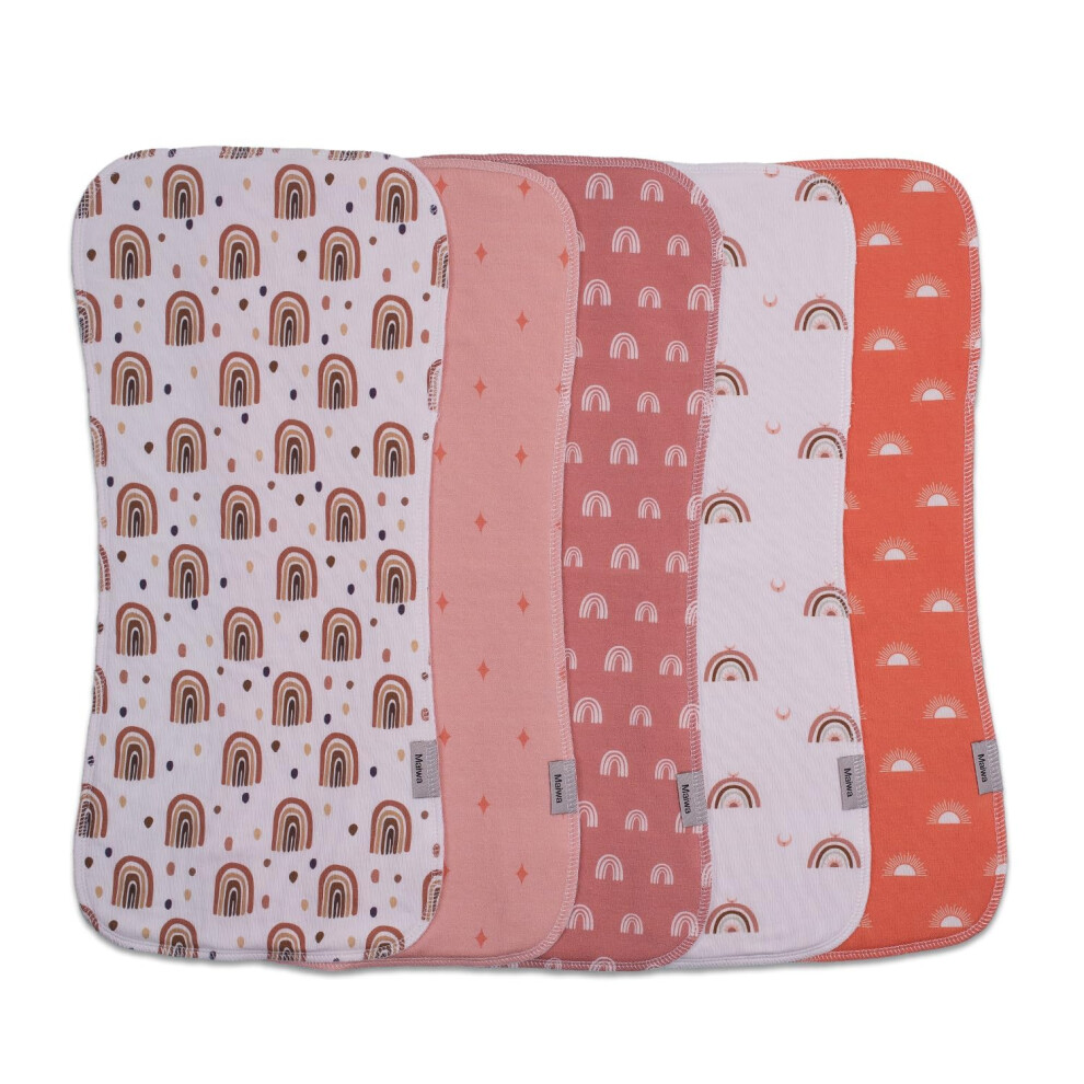 5-Pack Burp Cloths Baby Boy & Girl Soft Absorbent Burping Cloths For Babies, Newborn Spit Up Rags, Infant Towels, Unisex, Large 47X22cm Maiwamita