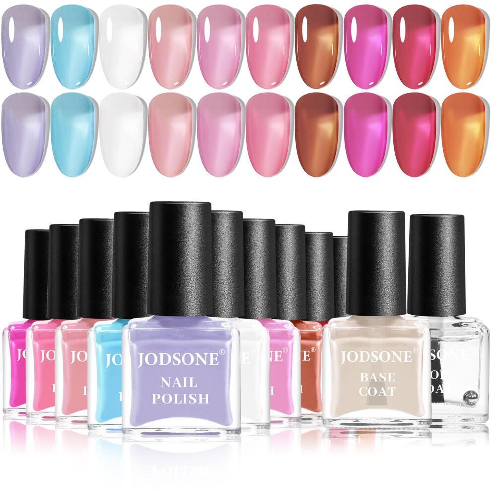 Jodsone Blue,Pink,Red Jelly Nail Polish Set, 10 Colors Quick Dry & Long Lasting Translucent Blue Purple Red Pink Color