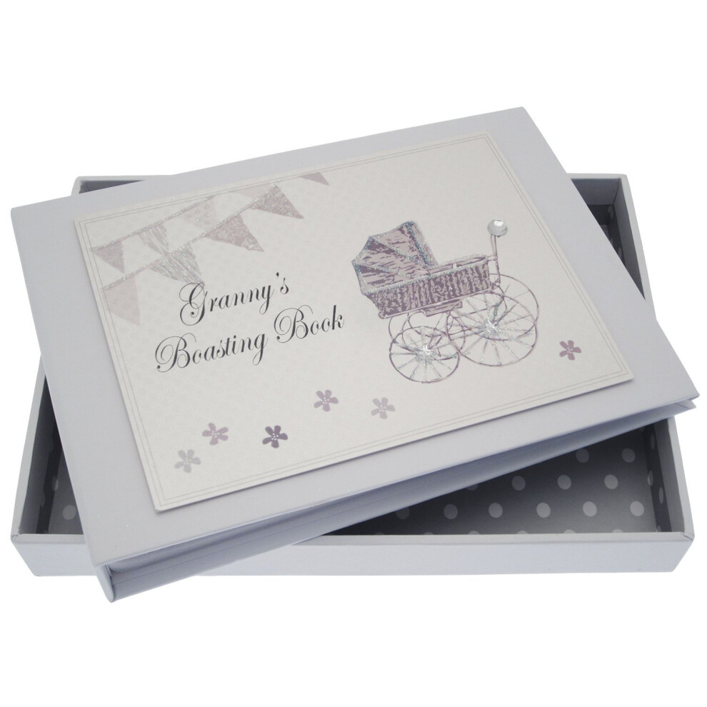 Cotton Cards Granny's Boasting Book Tiny Album ( Pram And Bunting) White/Silver White Cotton Cards