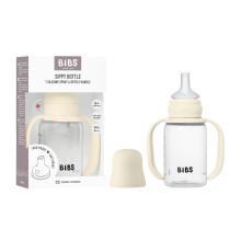 BIBS Sippy Bottle, 150 ml, Easy-Grab Handles & Silicone Spout, Leak-Proof, Sippy Cup for Toddlers, BPA-Free, 0+ Months - Ivory