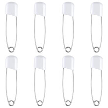 8pcs Diaper Pins - Stainless Steel Plastic Head Safety Lock Nappy Pins - 2.2 Inch with Locking Closures
