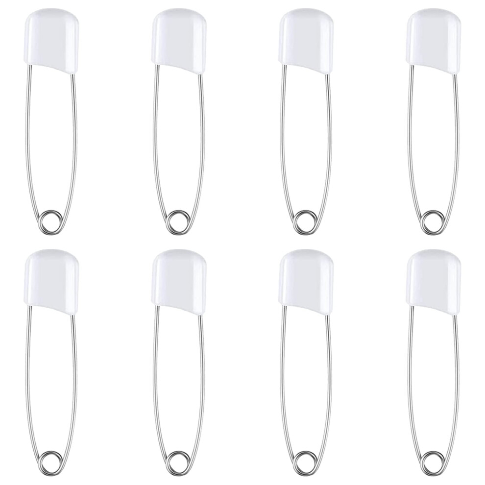 8Pcs Diaper Pins - Stainless Steel Plastic Head Safety Lock Nappy Pins - 2.2 Inch With Locking Closures Jeufun