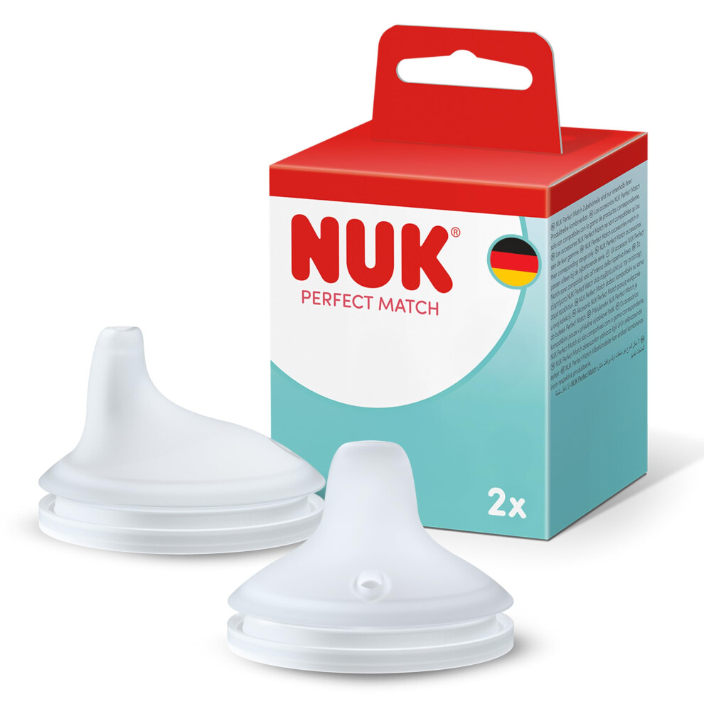 Perfect Match Learner Bottle Spouts | 6+ Months | Leak Proof Sippy Cup Spouts | Silicone | 2 Count Nuk