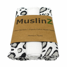MuslinZ Newborn Sensory Muslin squares in Black and White for Visual Stimulation and Sensory Play. Baby Muslin Bamboo/Organic Cotton mix.
