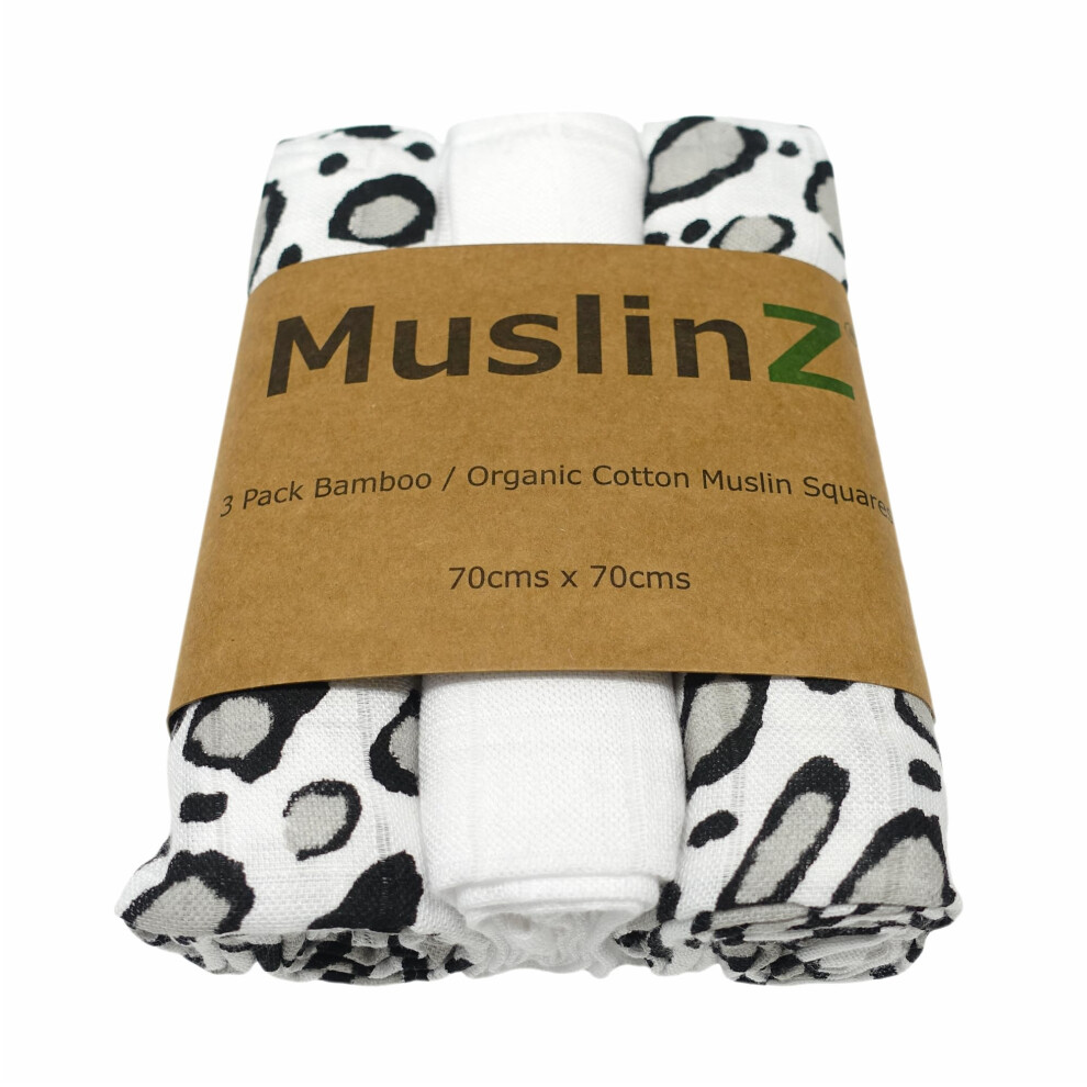 Newborn Sensory Muslin Squares In And For Visual Stimulation And Sensory Play. Baby Muslin Bamboo/Organic Cotton Mix. Black/White Muslinz