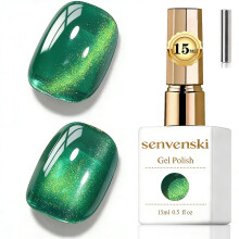 Senvenski Jelly Glass Cat Eye Gel Nail Polish with Magnet 15ML Magnetic 3D Galaxy Holographic Glitter Translucent Sheer Color Gel Polish Salon Home