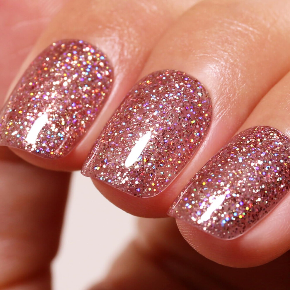 Ozzeal Gold Rose Iridescent Glitter Gel Nail Polish, 15Ml Sparkle Shimmer Gel Nail Polish For Art Diy Manicure