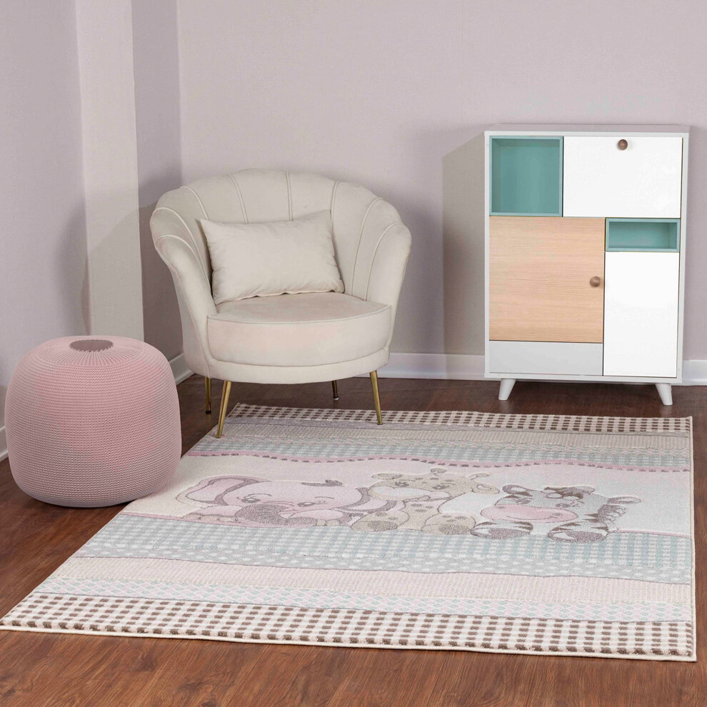 Safari Kids - Childrens For Bedroom 160X213 Cm, Kids Carpet For Girls & Boys Bedroom, Playroom And Nursery S, Baby For Girl Or Boy Room Livabliss