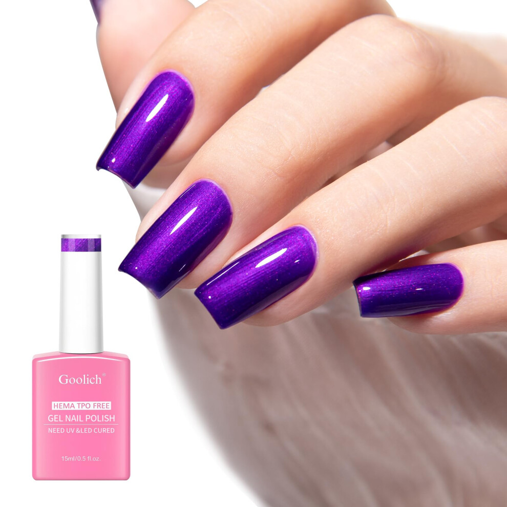Goolich Dark/Purple Pearl Glitter Gel Polish, 15 Ml Hema & Tpo Free Deep Shimmer Sparkly Gel Nail Polish Soak Off Uv Led Nail Art Design