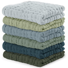 Comfy Cubs Muslin Cloths for Baby Pack of 6 - Soft 6-Layer Cotton for Delicate Skin - 25 x 25 cm Large Size - Absorbent, Durable