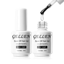 Gellen Base Coat and Top Coat Set, 8ML*2 No Wipe Clear Gel Nail Polish, Long Lasting High Shine Finish