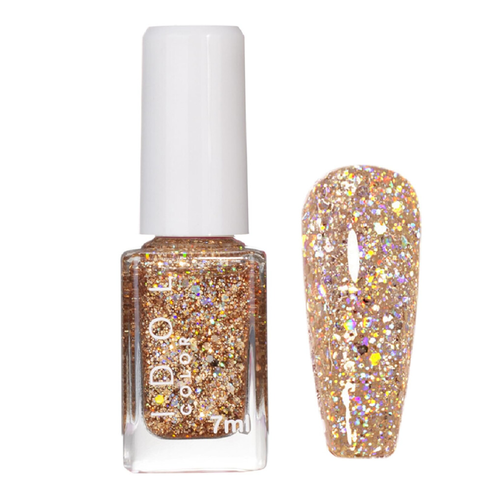 Maggidea Gold Glitter Nail Polish - Sparkly Holographic Nail Varnish - Diamond Flash Shinny Nail Polish Gel