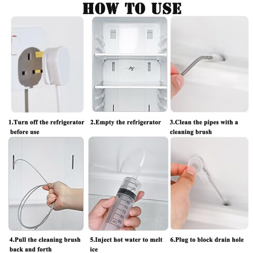 Fridge Drain Hole Cleaning Tool, 5Pcs Reusable Refrigerator Dredge Tool Cleaning Kit 2