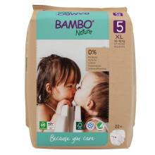 Bambo Nature Premium Eco Nappies, Size 5 (27-40lb/12-18kg), Junior, 22PK, Eco-La
