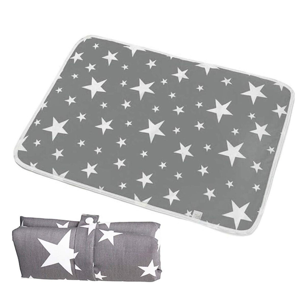 Portable Nappy Changing Mat Foldable | 35Cm X 60Cm | Diaper Changing Pad Waterproof Travel Changing Mat For Home Travel Outside ( Star) Grey