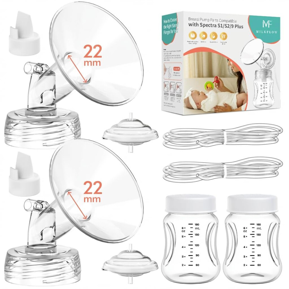 Breast Pump Parts Compatible With Spectra S1,S2,S9 Plus, Replacement Kit For Spectra Pump Parts 2Pcs Include 22 Mm Flange, Duckbill Valve Milkflow