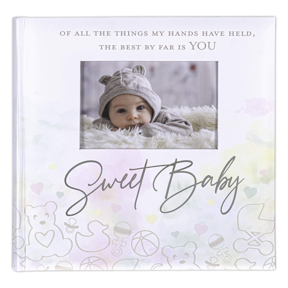 International Designs 2 Up 4X6 Photo Album With Memo Writing Area Sweet Baby Watercolor Cover Book Bound White Malden