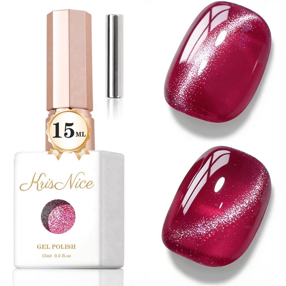 Krisnice Jelly Glass Cat Eye Gel Polish With Magnet 15Ml Holographic Glitter Shimmer Translucent Sheer Color Magnetic Nail Polish Salon Diy At Home