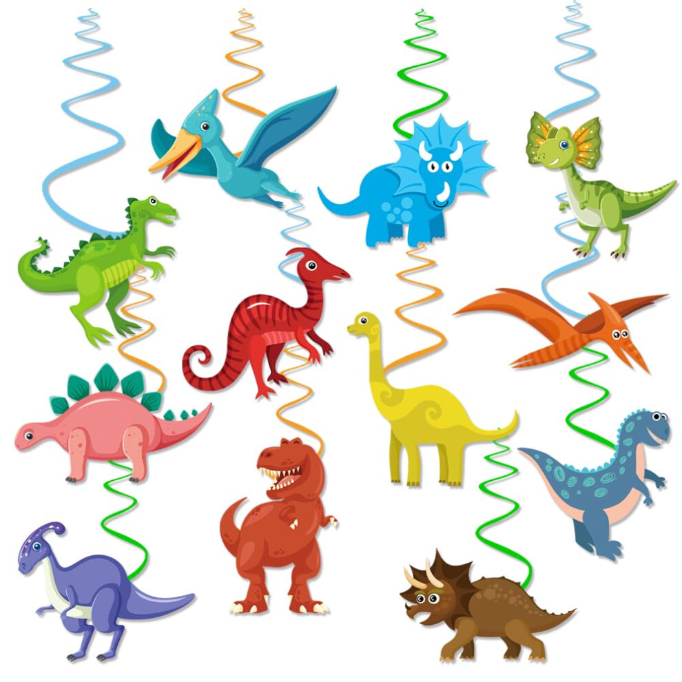 Dinosaur Party Decorations, 24Pcs Dinosaur Party Favors, Dinosaur Birthday Decoration Hanging Swirl For Dino Enthusiast Boys And Girls Kaluofan