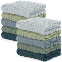 Comfy Cubs Muslin Cloths for Baby Pack of 10 - Soft 6-Layer Cotton for Delicate Skin - 25 x 25 cm Large Size - Absorbent, Durable