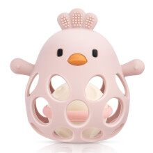 HOTUT Baby Sensory Teething Toy with Rattle,Grasping Ball,1st Boy Girl Easter Basket Gifts,Easy to Grip Soft and Safe,Silicone Relief Chew
