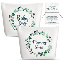Ylinge Mum to Be Gifts for Baby Shower Pregnancy Set for Mummy to Be New Mum Gifts Cosmetic Bags Canvas Pouch Bags Mummy to Be Wish Bracelet with