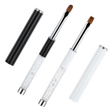 2Pcs Gel Nail Brush, Oval & Flat Professional Nail Art Brushes with Rhinestone Handle Builder Gel Brush Nail Art Tools for Painting DIY and Cleaning