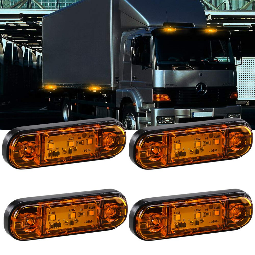 Yifengshun 4Pcs Led Side Marker Indicator Front Rear Side Position Lamps 12V For Truck Camper Van Lorry Rv Marker S(Amber) Light/Amber 5051226421112