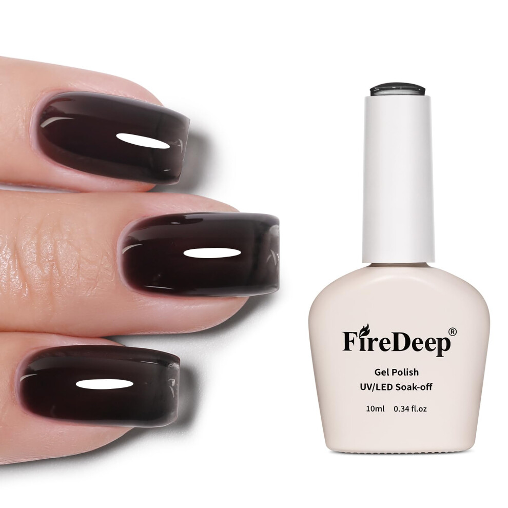 Firedeep 10Ml Hema Free Black Jelly Gel Nail Polish Transparent Smoked Glass Gray Color Gel Polish Soak Off Uv Led Cured Manicure Art Salon Diy