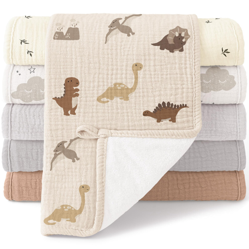 Bearmoss Muslin Squares Cloths 100% Cotton Baby Burp Cloth 50X25cm Large Ultra-Absorbent Soft Baby Face Washcloths For Newborn Baby Boy And Girl