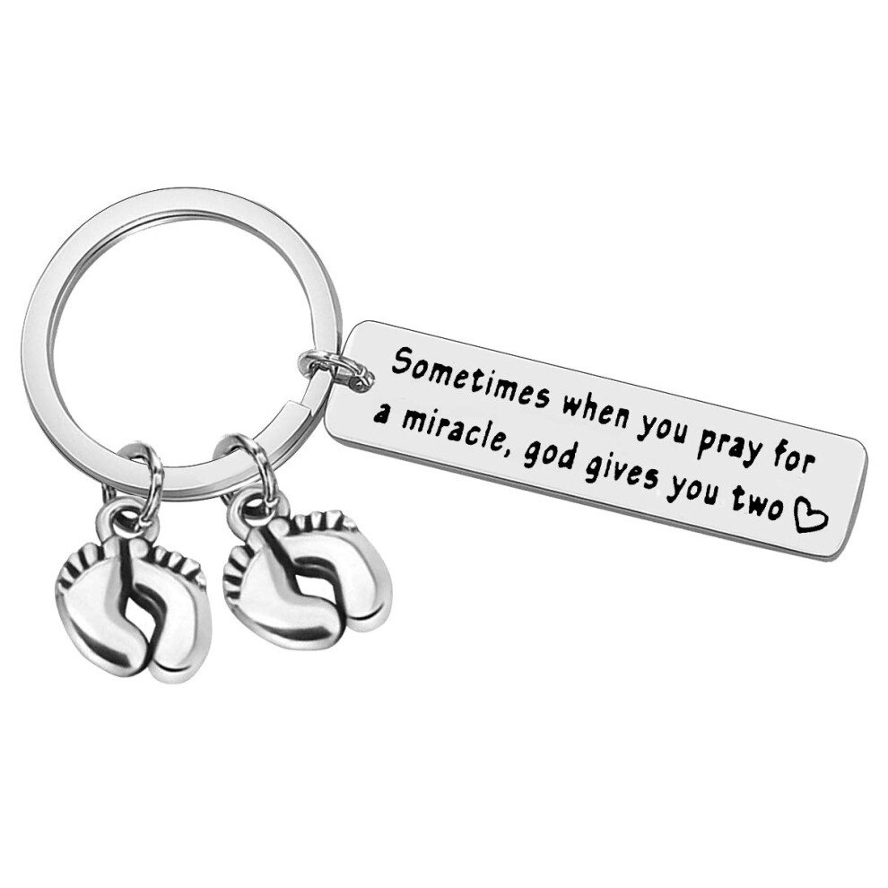 Huwujiu Twin Mum Gifts Keyring Sometimes When You Pray For A Miracle God Gives You Two Keyring Mum Of Twins Gifts New Mum Gift Christmas Birthday Gift