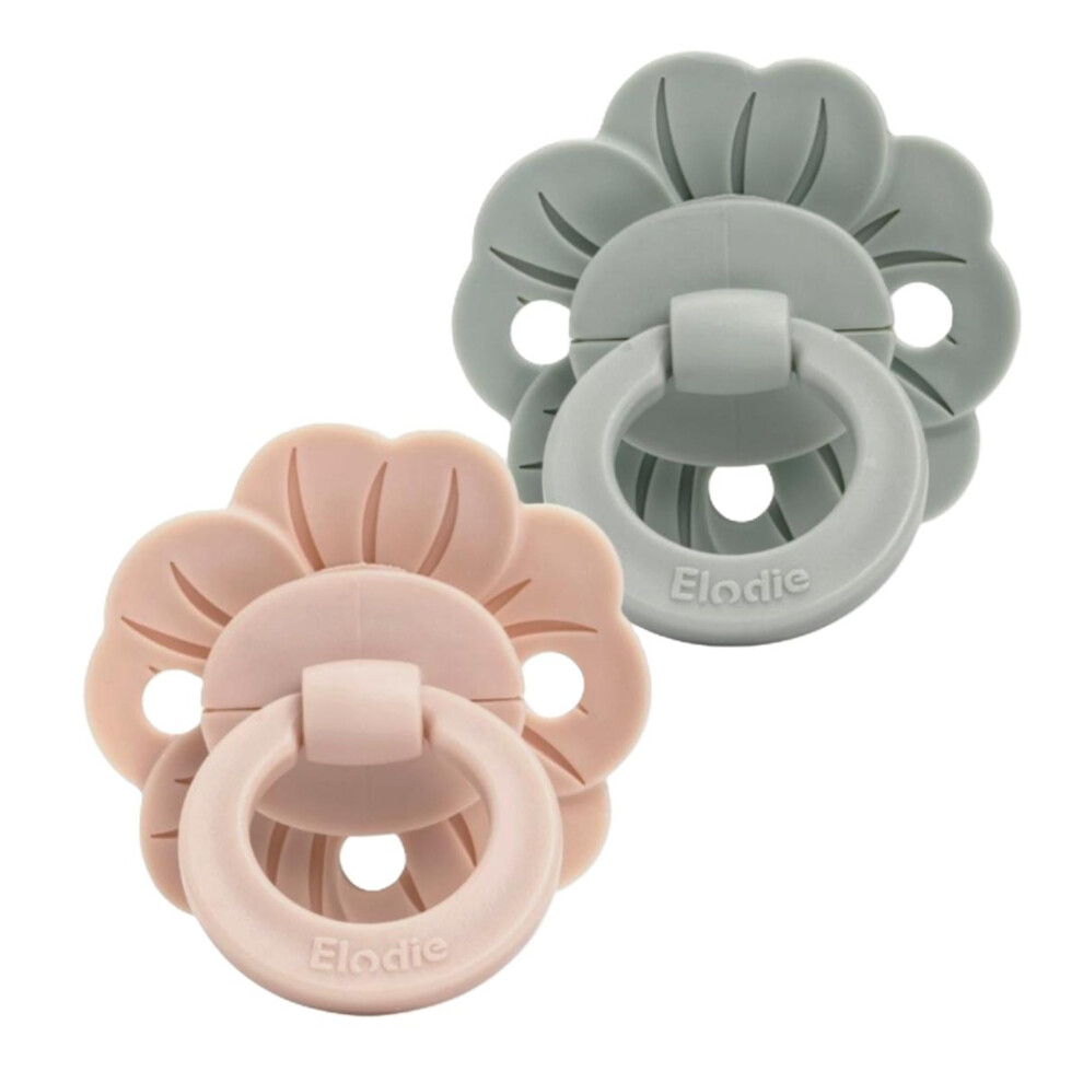 Binky Bloom 2 Pack Baby Dummies & Pacifiers, Soft Silicone Orthodontic Design With Symmetrical Teat Elodie Details