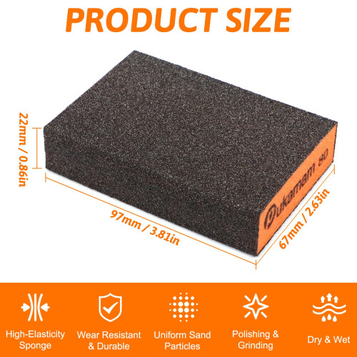 9 PCS Sanding Blocks 100 Grit Wet Dry Sandpaper 1