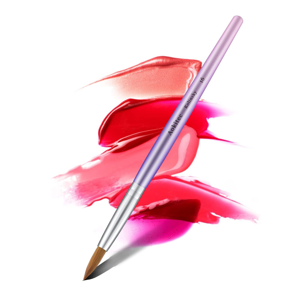 Aokitec Acrylic Nail Brush For Acrylic Powder, 16# Nail Brush For Acrylic Application, 100% Oval Kolinsky Sable Nail Brush, Nail Art Painting Tool