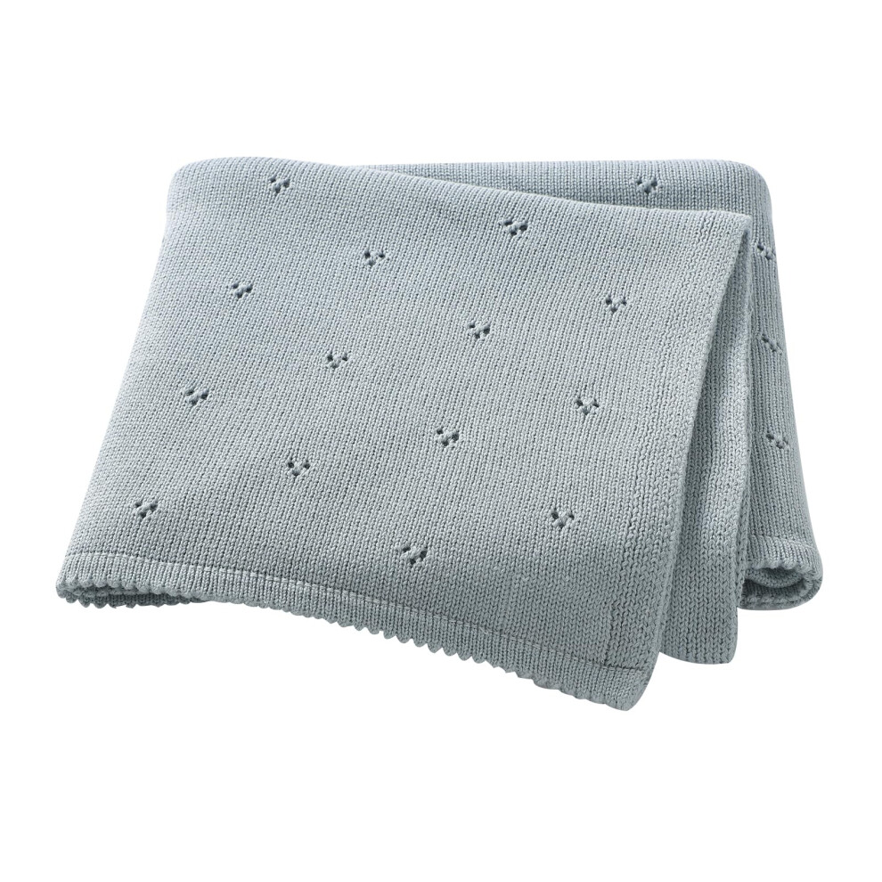 Baby Blanket 100% Cotton Cellular Blanket Baby Soft Cosy Knitted Blanket 100X80cm Blue Hadetoto