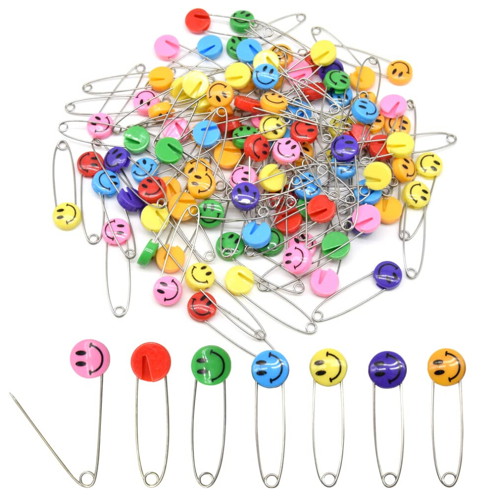 Hocansen 30 Pcs Safety Pin Diaper Pin Stainless Steel Cloth Pins Plastic Head Cloth Diaper Pins With Locking Closures，Colour Random 53Mm/2.1